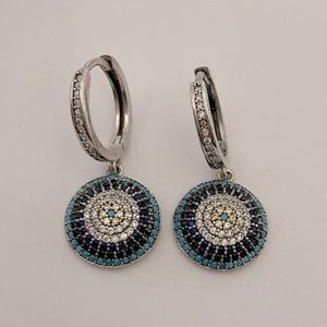 🧿925 Silver evileye earrings cz and turquoise stones
